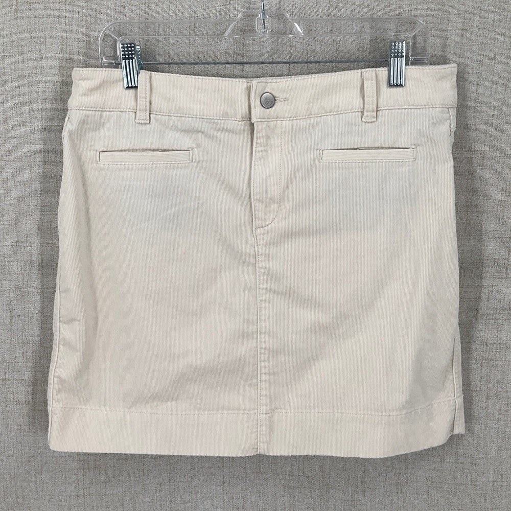 LOFT Corduroy Mini Skirt Women 10 Cream Cotton Blend Preppy Classic Minimalist